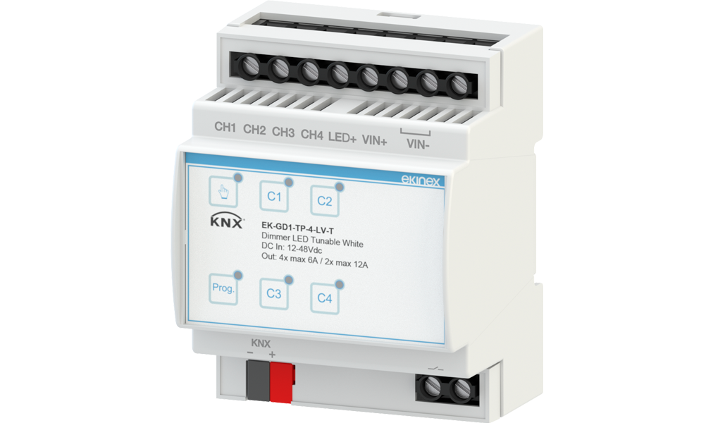 Dimmer KNX 12/48 Vdc 4 monochromatic channels / 2 TW channels