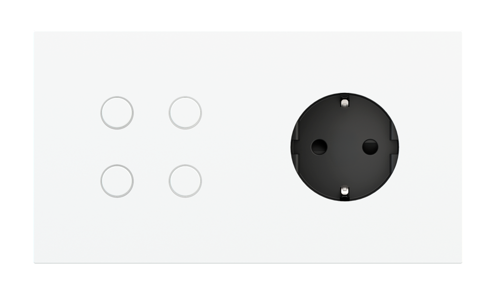 Magnetic plate 2-fold for 4-rocker push button + power socket Schuko, French, Israeli Proxima series Metal Beige Luxor