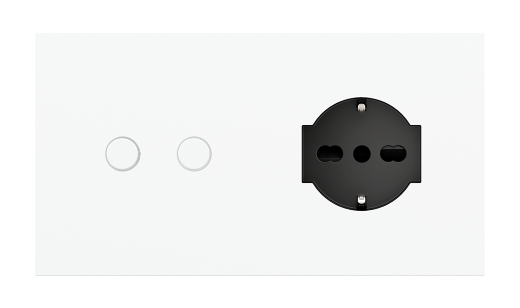 Magnetic plate 2-fold for 4-rocker push button + power socket IT UNEL Proxima series Metal Insense Black + customization