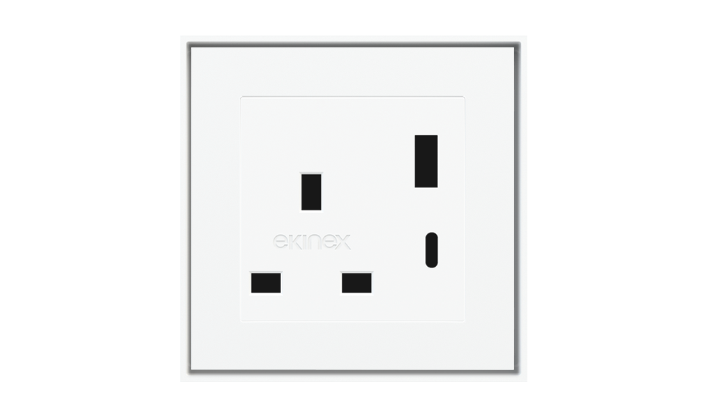 Power socket UK standard with USB, 55x55 mm
