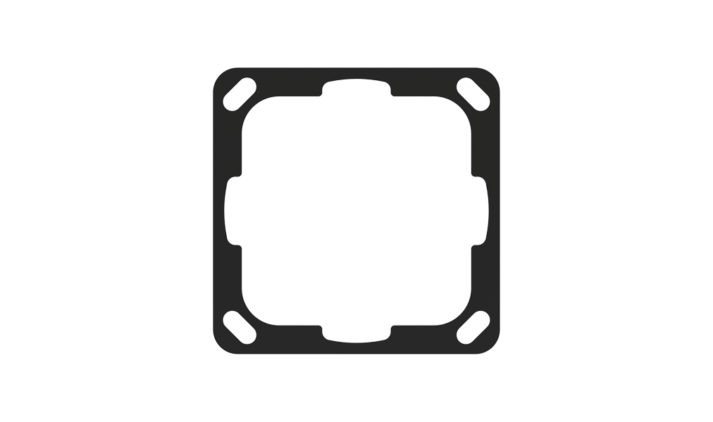 Square mounting support for devices not supplied by Ekinex