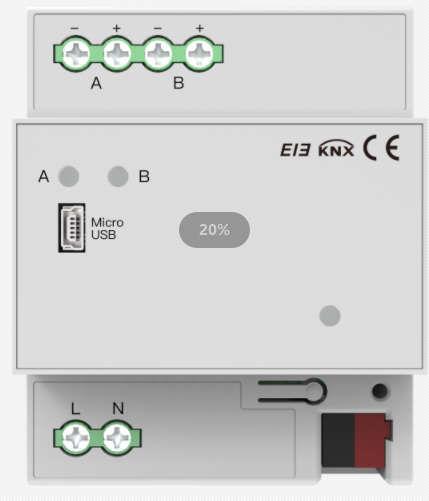 KNX DALI gateway is compatible with both DALI and DALI-2 systems, featuring two