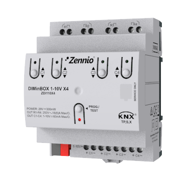 DIMinBOX 1-10V X4. Actionneur variateur avec 4 canaux pour ballasts 1-10V
