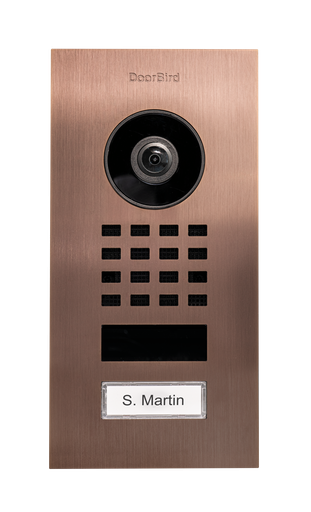 [DRB-423867444] D1101V Montage encastré Interphone Vidéo IP, Finition bronze par revêtement PVD, acier inoxydable, brossé

