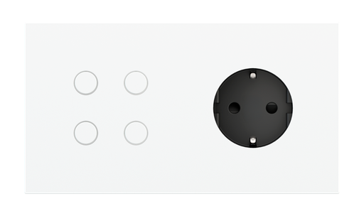 [EK-P2A-4T-SSB] Magnetic plate 2-fold for 4-rocker push button + power socket Schuko, French, Israeli Proxima series Metal Steel Brushed