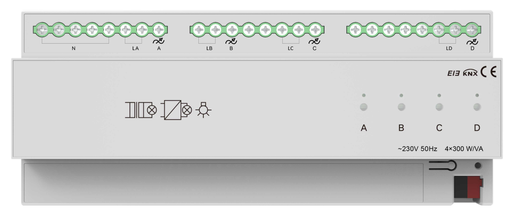 [AKB-KXAC-B1D4P300] 4-channel 300W Triac Dimming Module (KNX) represents an advanced intelligent lig