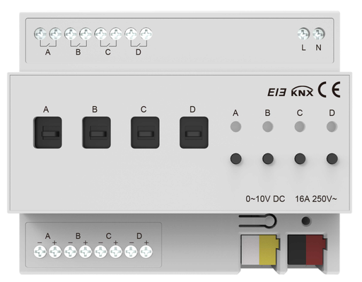 [AKB-KXAC-B1DV4] KNX 4-channel 0-10V dimming module is specifically designed for premium smart ho
