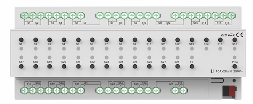 [AKB-KXAC-B1R28A10] KNX 28-channel 10A switch actuator can support a load of up to 10A per channel,